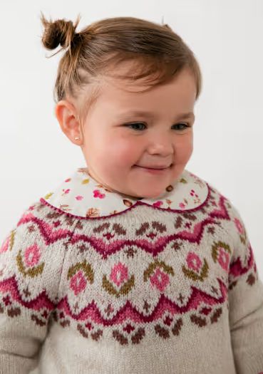 Mayoral Infant Jaquard Sweater- Milk Heather