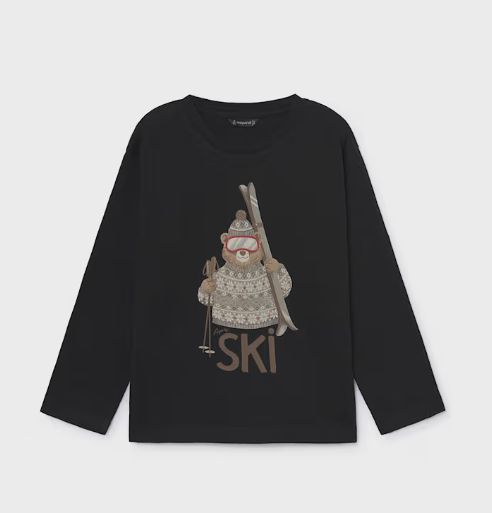 Mayoral Skiing Bear Tee- Black