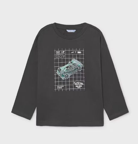 Mayoral Glow-In-Dark Race Car Tee- Charcoal