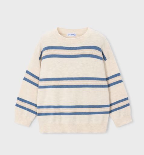Mayoral Soft Stripe Sweater- Natural/Blue