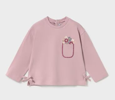 Mayoral Infant Floral Pocket Tee- Mauve