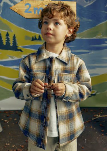 Mayoral Plaid Zip-up Jacket- Ink
