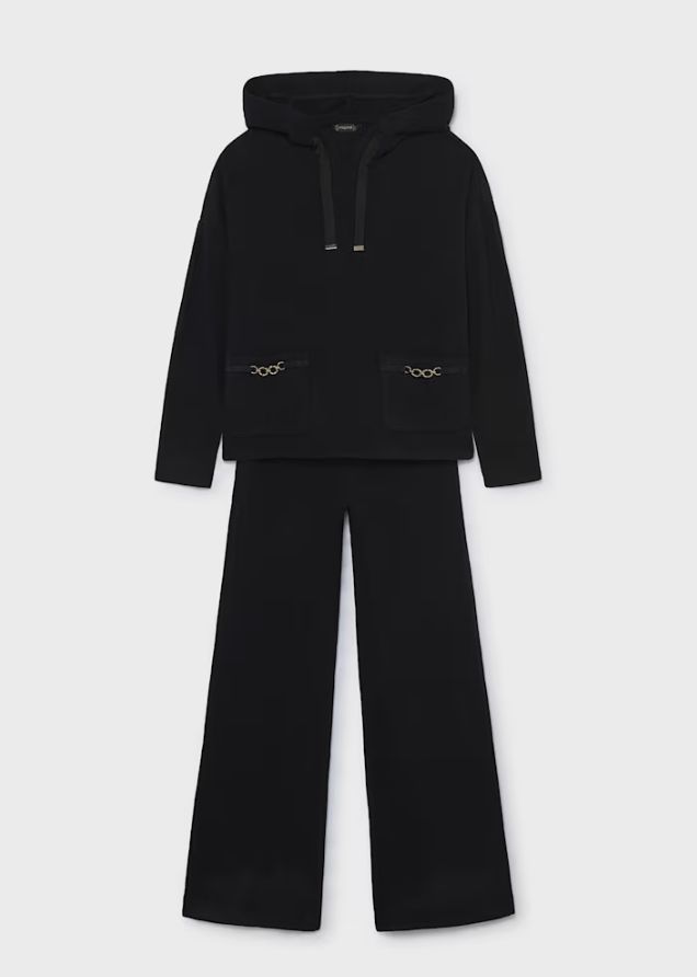 Mayoral Rib Knit Pant Set- Black