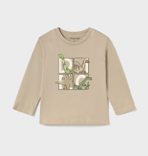 Mayoral Infant Boy Dino Tee- Beige