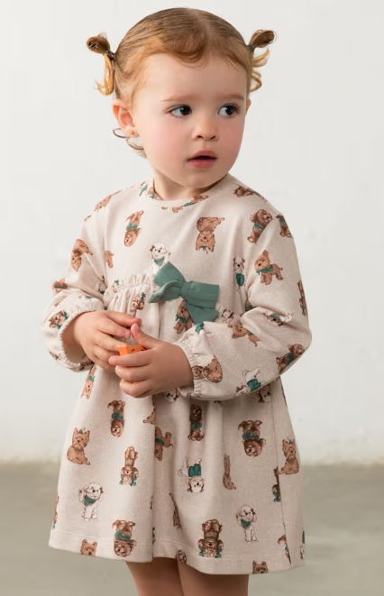Mayoral Puppy Print Dress- Lagoon