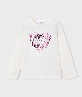 Mayoral Heart Sequin Tee- Pink