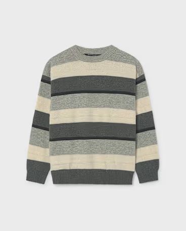 Mayoral Tween Strip Sweater- Charcoal