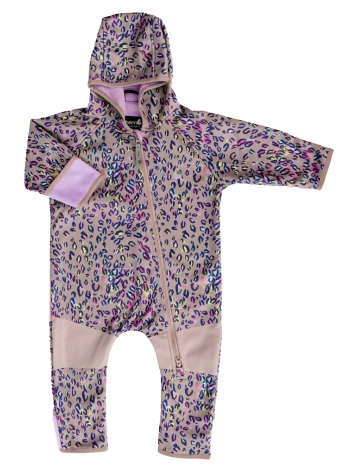 Thermkids All-weather Fleece Onesie- Rainbow Leopard