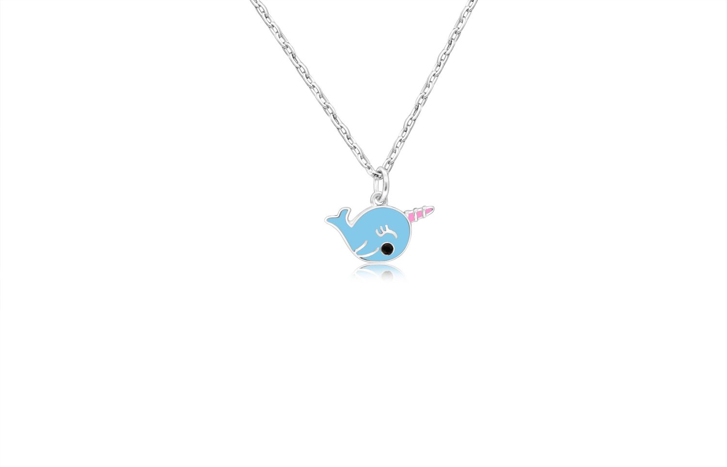 Kids' White Gold-Tone Narwhal Necklace