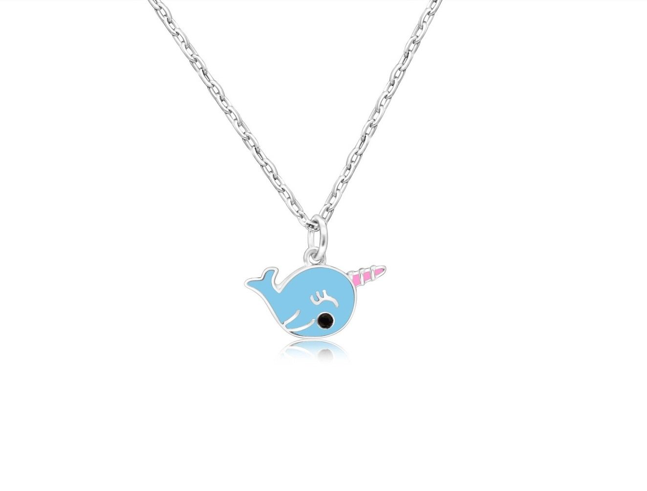 Kids' White Gold-Tone Narwhal Necklace