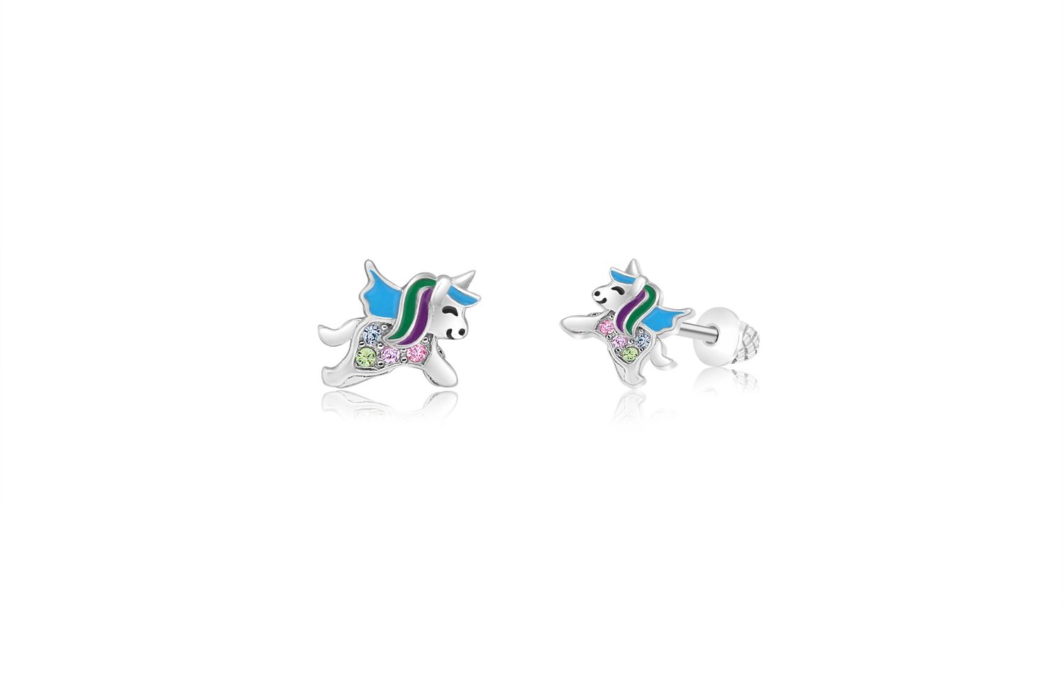 Childrens Hypoallergenic Unicorn Screwback Stud Earrings