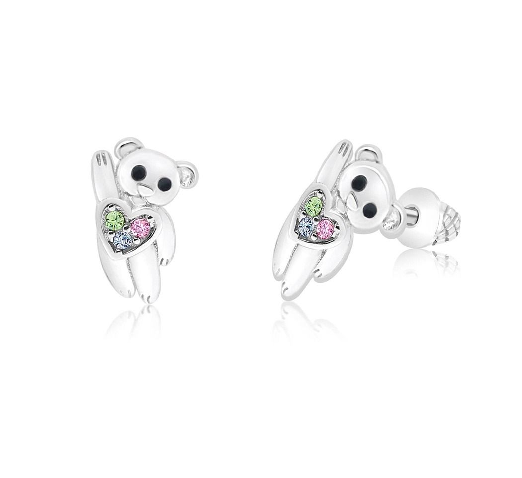 Chanteur Kids Hypoallergenic Bear Screwback Stud Earrings