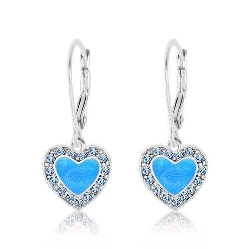 Crystal Enamel Heart Leverback Earring
