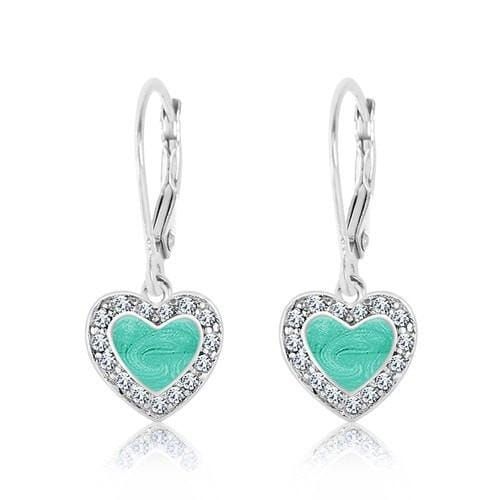 Crystal Enamel Heart Leverback Earring