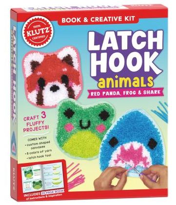 KLutz Latch Hook Animals: Red Panda, Frog &amp; Shark