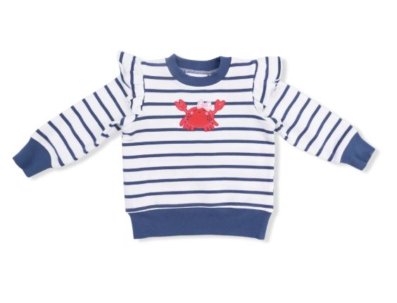 Angel Dear Crab Sweatshirt- Blue &amp; White Striped