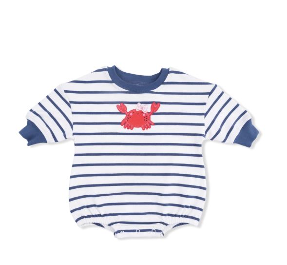 Angel Dear Crab Onesie- Blue &amp; White Striped