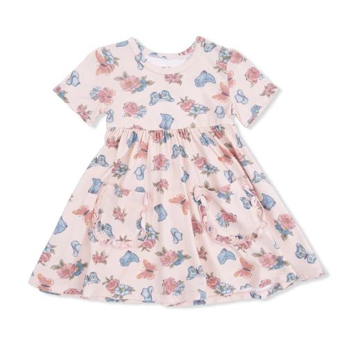Angel Dear Boots Twirl Dress- Pink