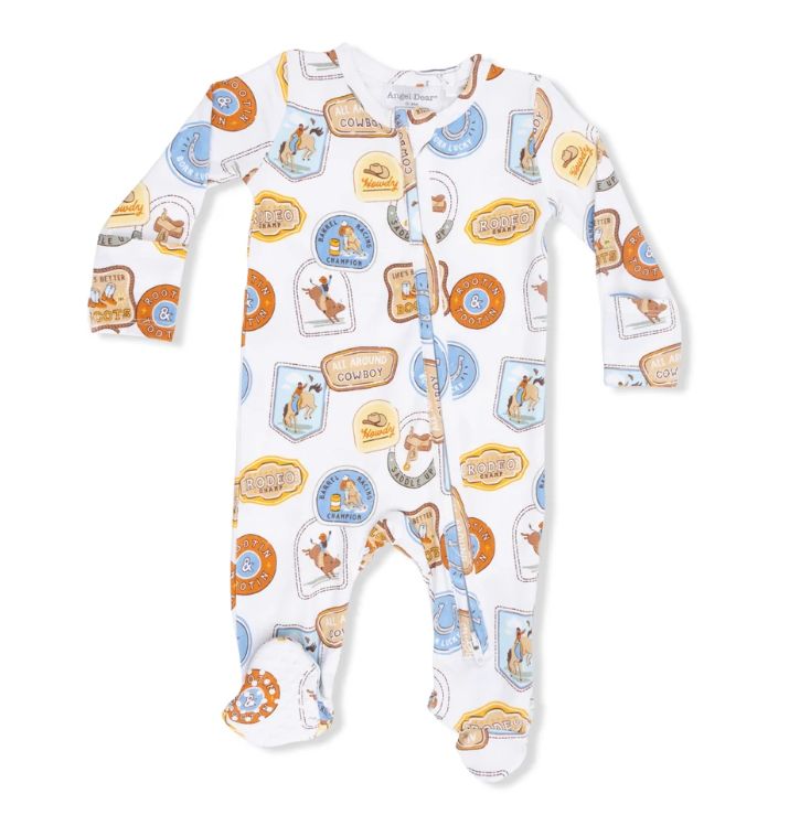 Angel Dear Rodeo Patch Footie- Beige
