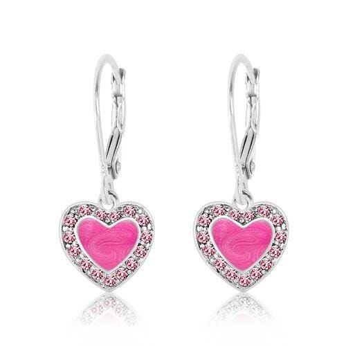 Chanteur Crystal Enamel Heart Leverback Earring