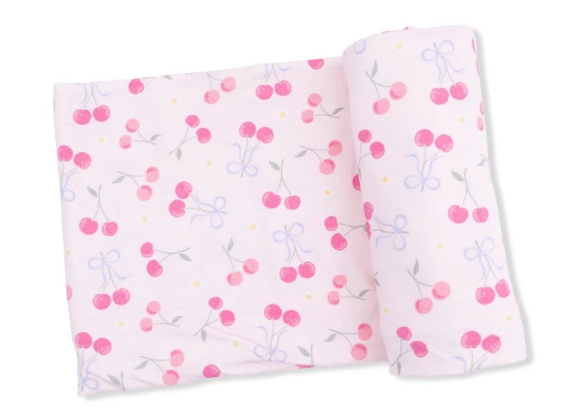Angel Dear Bow Cherries Swaddle Blanket