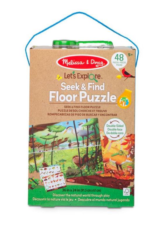 Melissa and Doug Double-Sided Floor Puzzle- Forest Seek &amp; Find