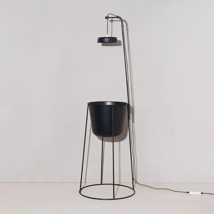 Smart LED Uplift Planter &amp; Plant Stand, Color: Matte Black
