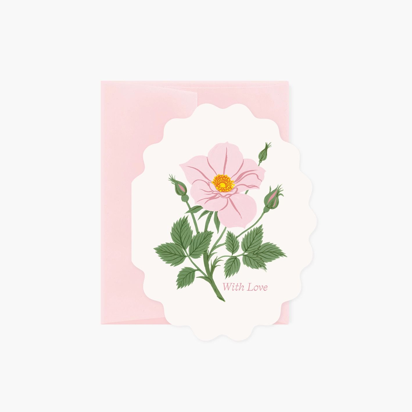 Die Cut Greeting Card, Selection: With Love, Wild Rose