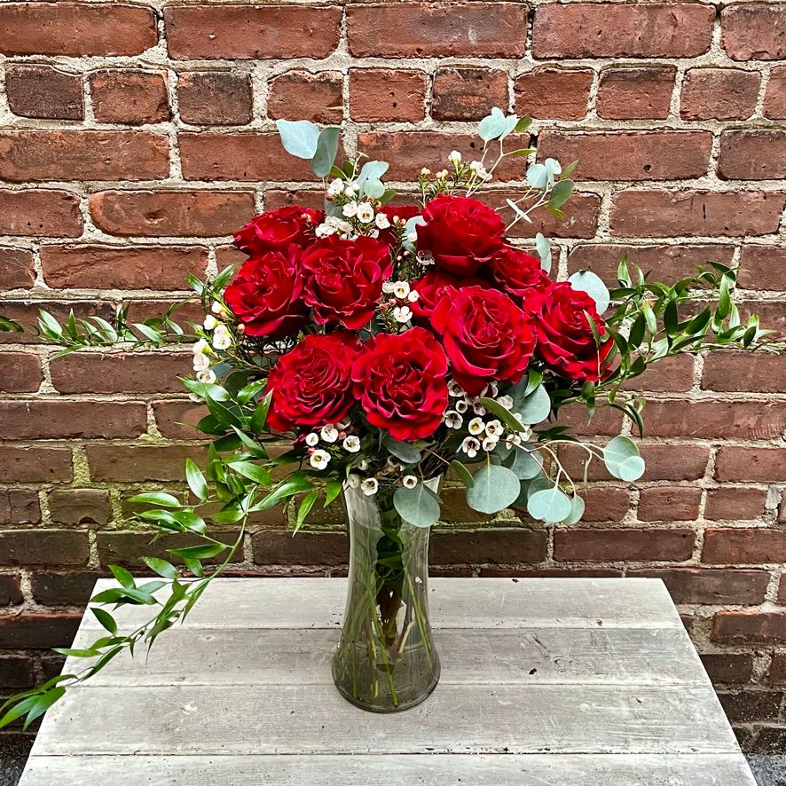 Dozen Red Roses Vase