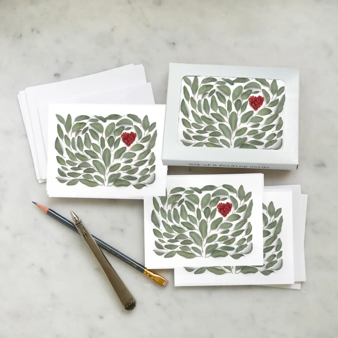 Bottle Branch Card Set, Selection: Eucalyptus Heart