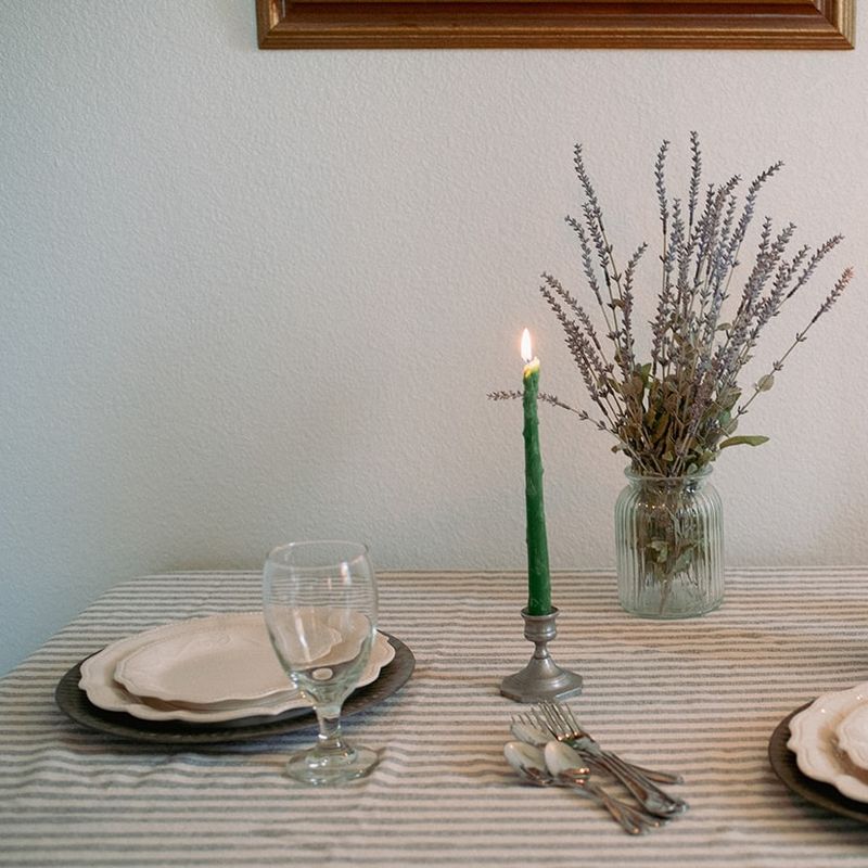 Asparagus Beeswax Candle Taper Pair