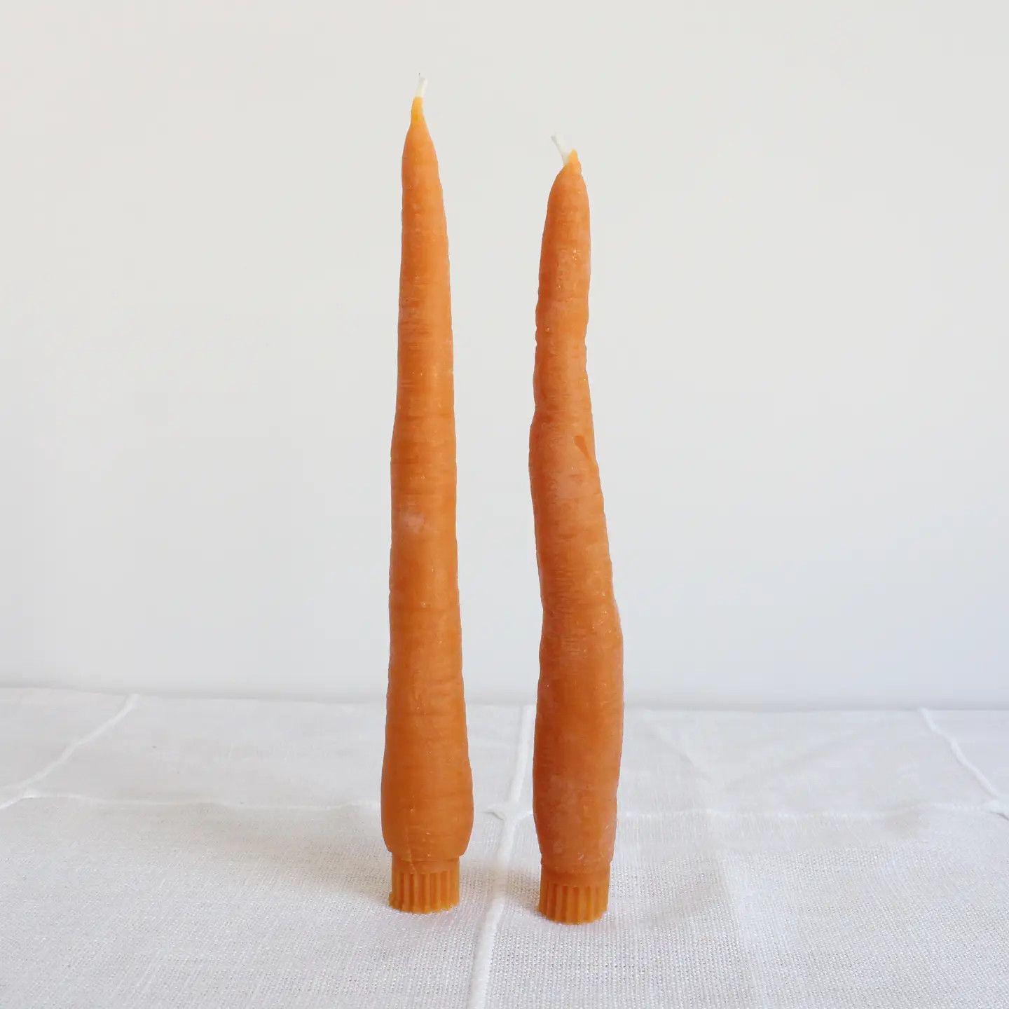 Carrot Beeswax Candles Taper Pair
