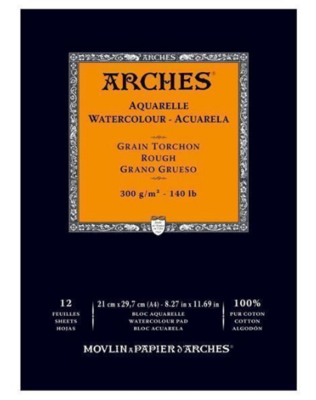 Bloc Arches 12 Hojas 21×29,7cm A4 300Gr 100% Algodon Grano Grueso