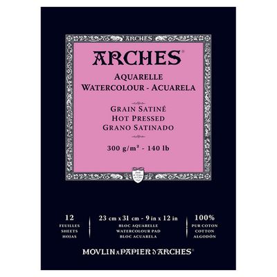 Bloc Arches 12 Hojas 23x31cm 300Gr 100% Algodon Grano Satinado