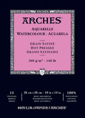 Bloc Arches 12 Hojas 26X36cm 300Gr 100% Algodon Grano Satinado