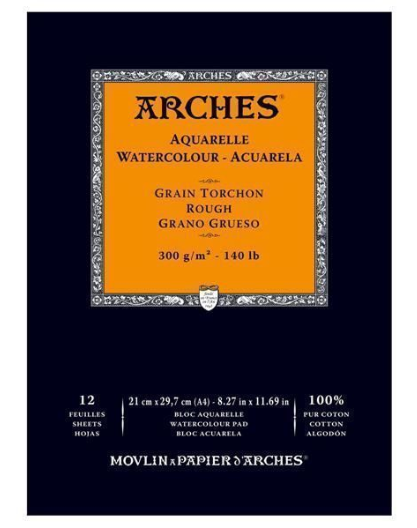 Bloc Arches 12 Hojas 21×29,7cm A4 300Gr 100% Algodon Grano Grueso
