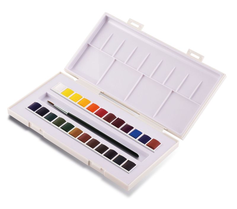 CAJA LA PETITE AQUARELLE 24 12 GODETS PINCEL RELLENABLE