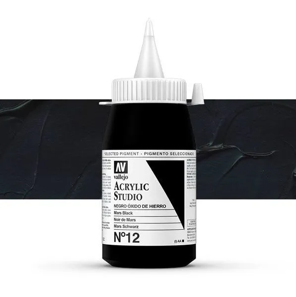 ACRILICO VALLEJO STUDIO 500 ML NEGRO OXIDO DE HIERRO N12