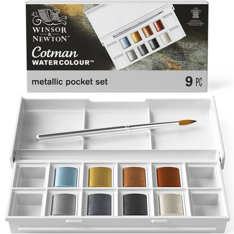 Caja acuarela cotman metalica 8 medias pastillas