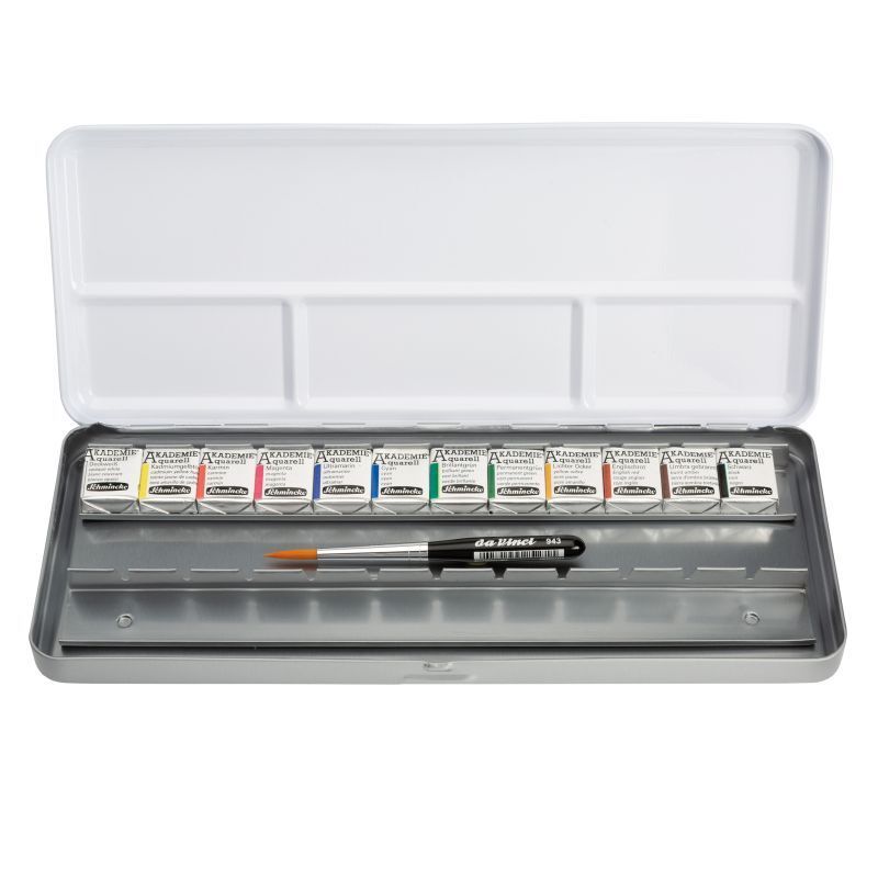 Caja Schmincke 12 medias pastillas + 1 pincel da Vinci
