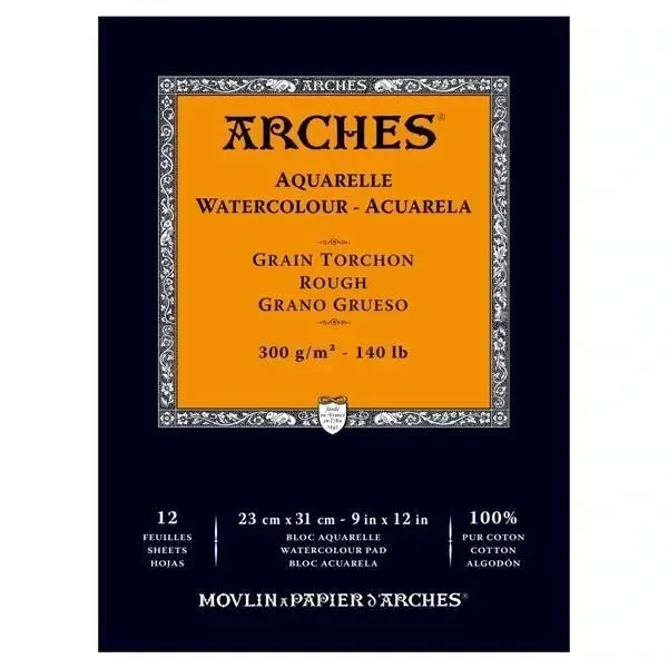 Bloc Arches 12 Hojas 23x31cm  300Gr 100% Algodon Grano Grueso