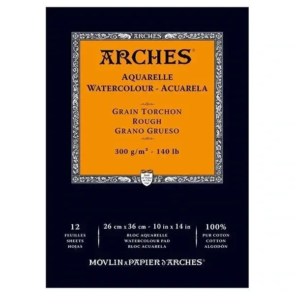 Bloc Arches 12 Hojas 26X36cm  300Gr 100% Algodon Grano Grueso