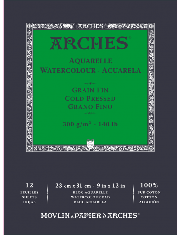 Bloc Arches 12 Hojas 26X36cm  300Gr 100% Algodon Grano Fino