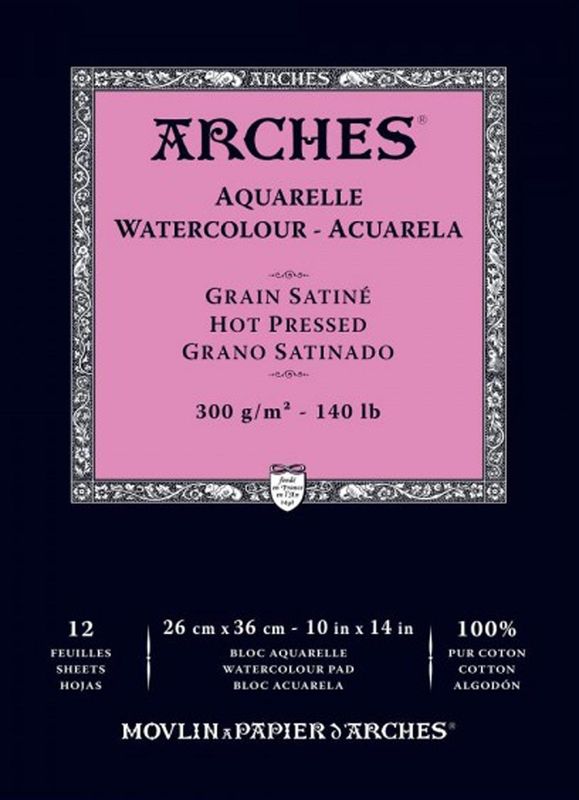 Bloc Arches 12 Hojas 26X36cm 300Gr 100% Algodon Grano Satinado