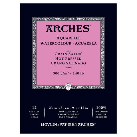 Bloc Arches 12 Hojas 23x31cm  300Gr 100% Algodon Grano Satinado