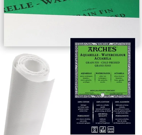 Rollo papel Arches 100% algodón 300g 1,13x9,14 MTS Rollo papel Arches 100% algodón 300g 1,13x9,14 MTS