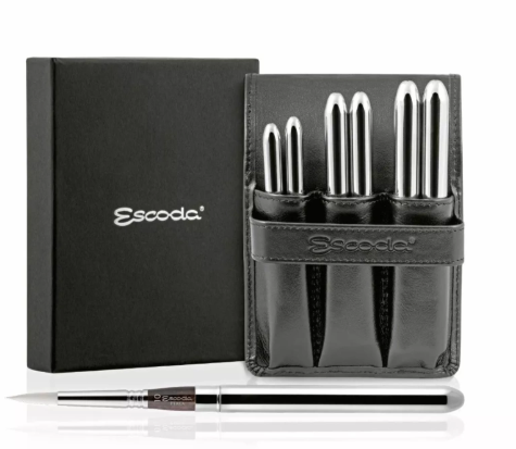 Estuche Petaca de tela con 6 Pinceles Set Perla Estuche Petaca de tela con 6 Pinceles Set Perla
