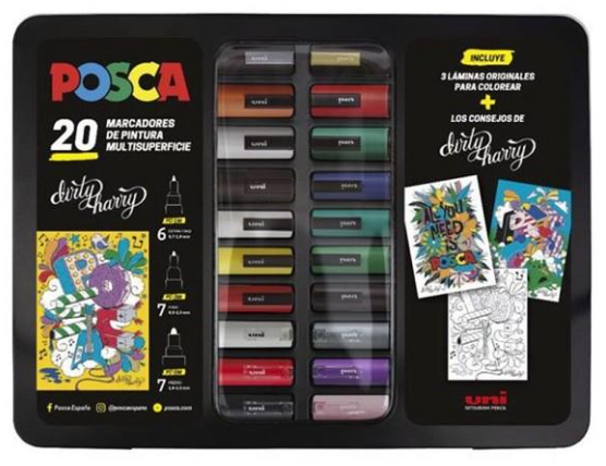 Caja Metálica de 20 Rotuladores POSCA Set Dirty Harry