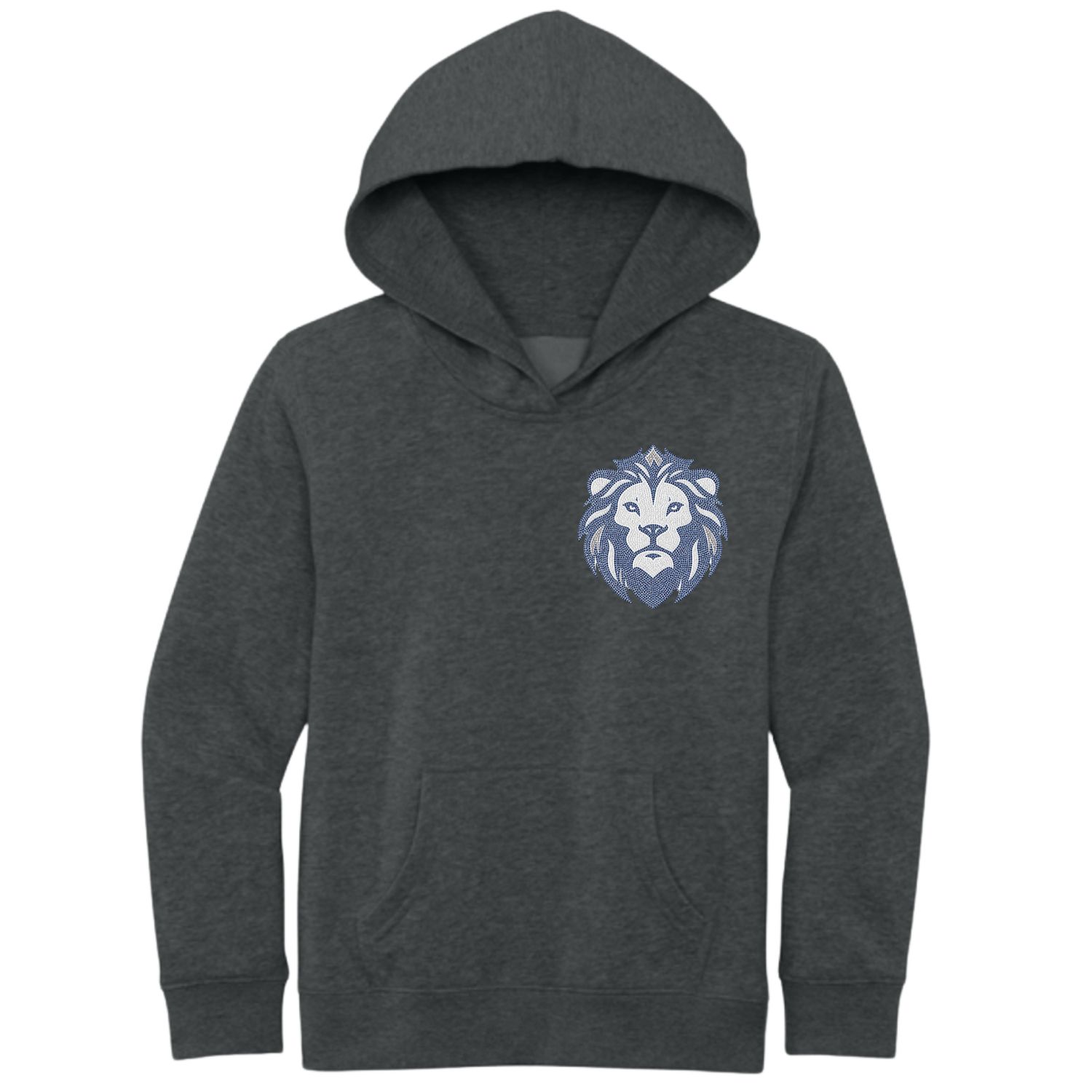 Lion Bling Rhinestone Grey Hoodie