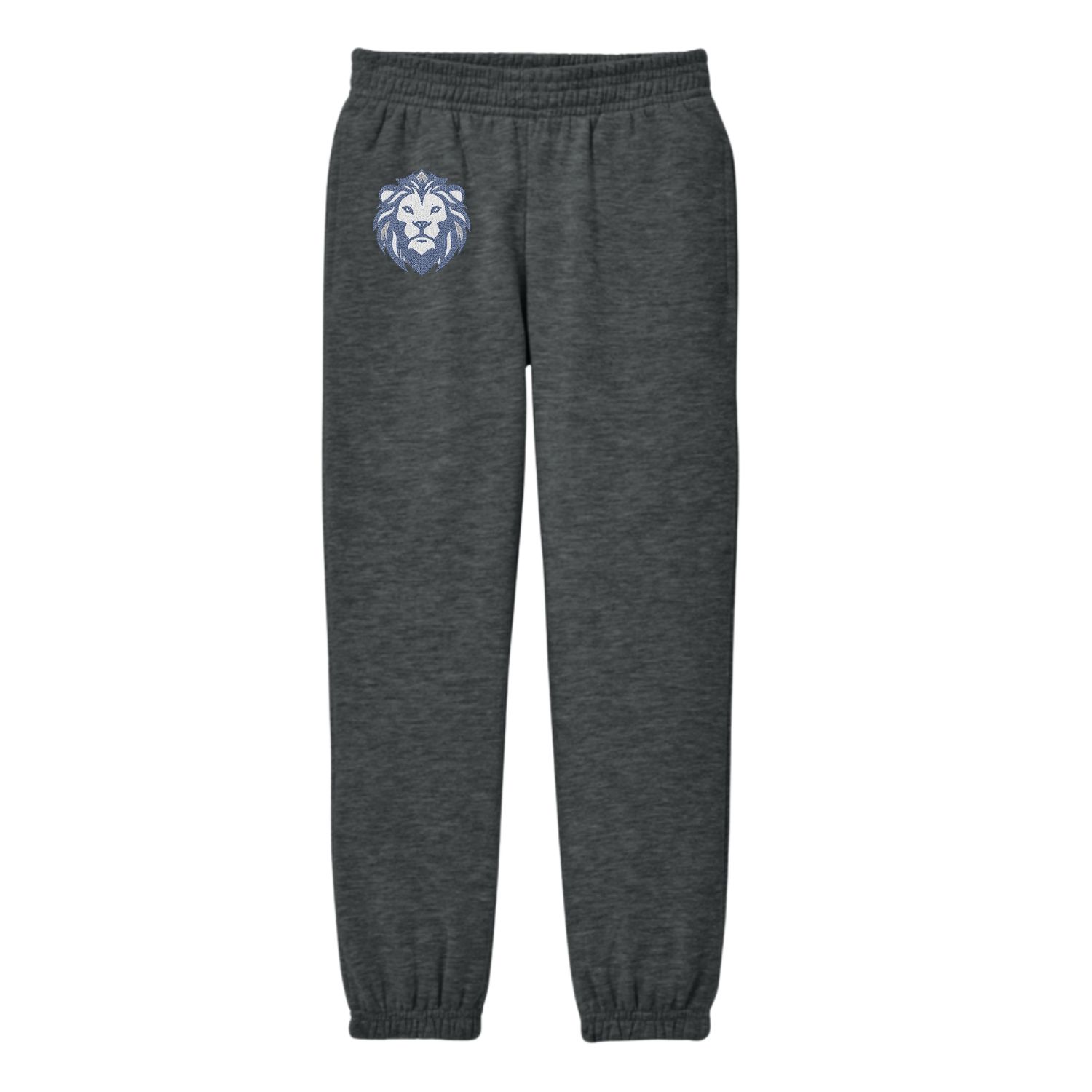 Lion Bling Rhinestone Grey Sweatpants
